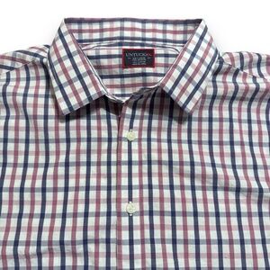 untuckIT Men's Button Down Long‎ Sleeve Shirt Red Flannel Plaid